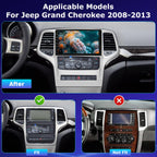 [4+64GB] Android Stereo for Jeep Grand Cherokee 2008-2013: 9 inch IPS Touchscreen Grand Cherokee Radio - Wireless Carplay and Android Auto, Customize Homepage, DSP/EQ, 5G/WiFi, SWC + Backup Camera