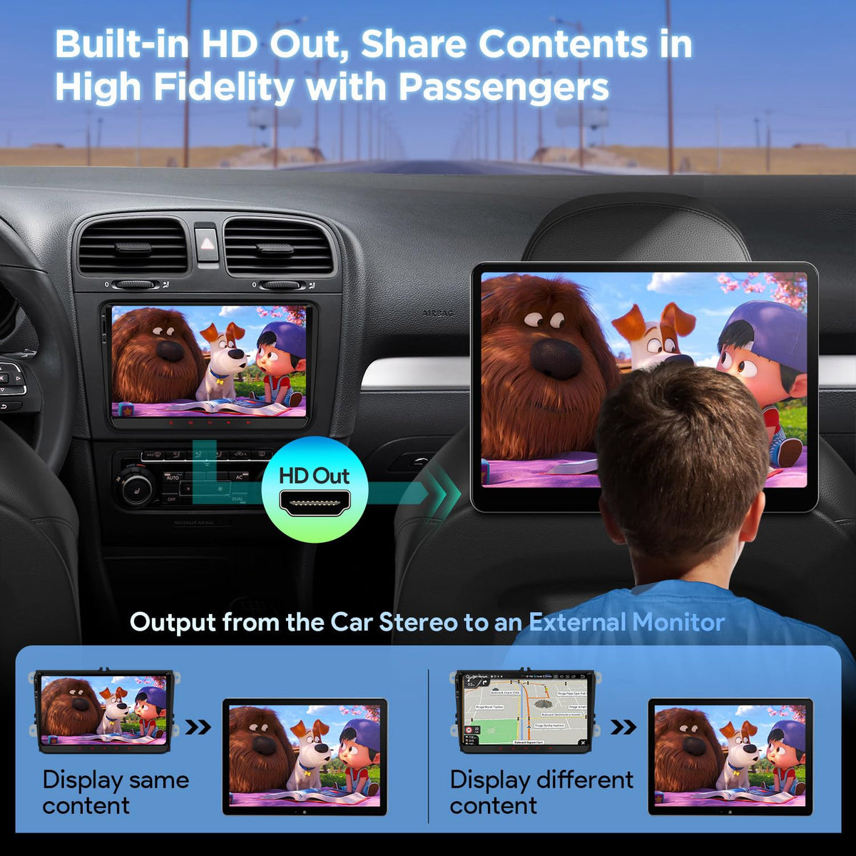 XTRONS Car Stereo for Volkswagen VW Jetta Beetle Tiguan Passat, Android 13 Octa Core 8GB+256GB Double Din Car Stereo Radio, 9” IPS Touchscreen GPS Navigation for Car Built-in DSP Car Play Android Auto