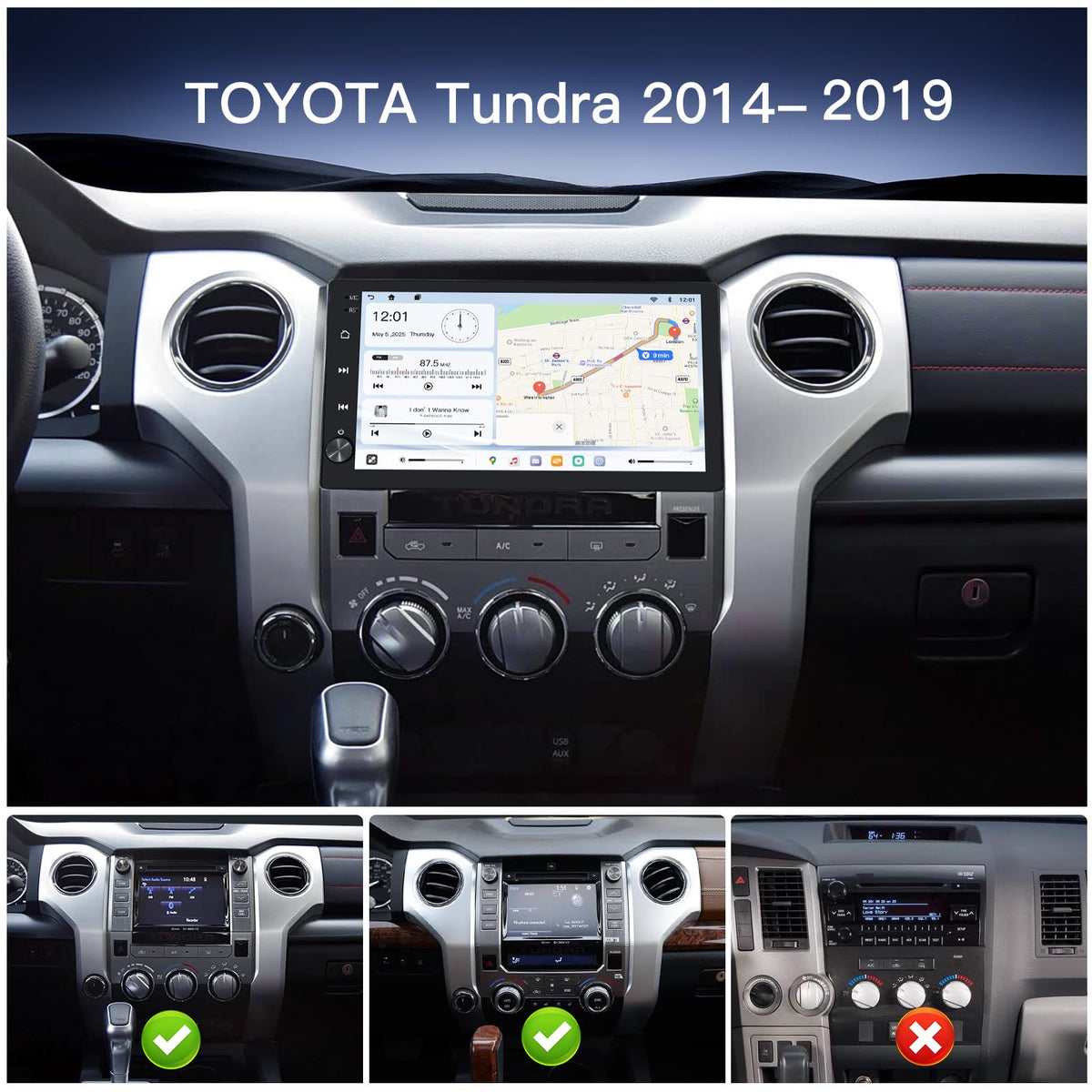 10.2’’ Android System Car Stereo Multimedia Radio Receiver for Toyota Tundra 2014-2019,with Wireless CarPlay & Android Auto,1280×720 Resolution,QLED Touchscreen (4G+64G)