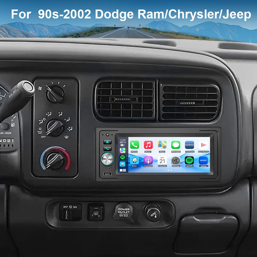 Plug Play Car Radio Stereo with Apple Carplay Android auto GPS Navi Steering Wheel Control for Dodge & Chrysler & Jeep (1990-2001)