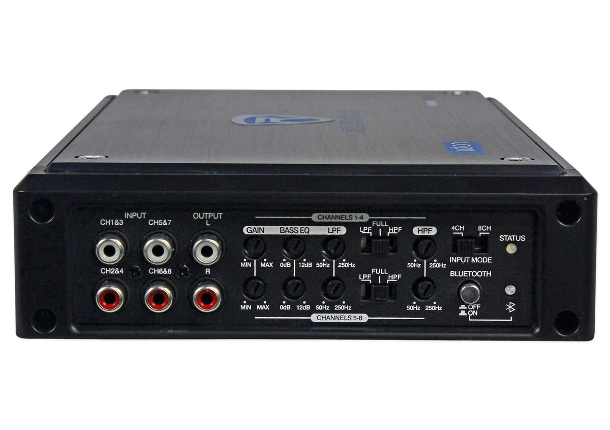 Rockville RXM8BTB 8 Channel Marine Boat Amplifier with Bluetooth, Black