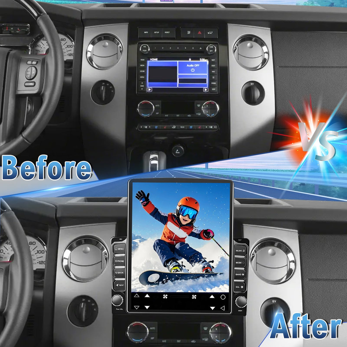 Android 14 Double Din Car Stereo Radio for Ford Expedition 2007-2014