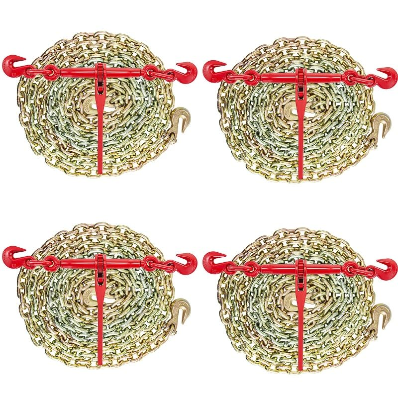 3/8""-1/2"" Ratchet Load Binder Chain and Binder Kit 10' Chains Hauling NEW, May Vary