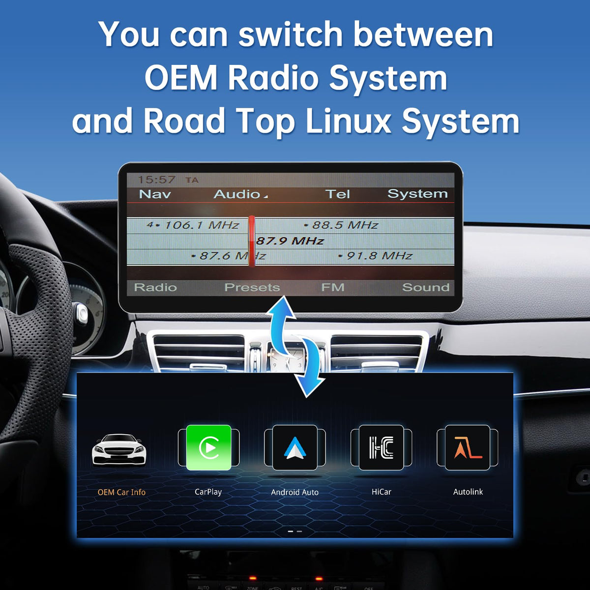 Road Top 12.3" CarPlay Screen for Mercedes-Benz E Class W212 (2013-2015)