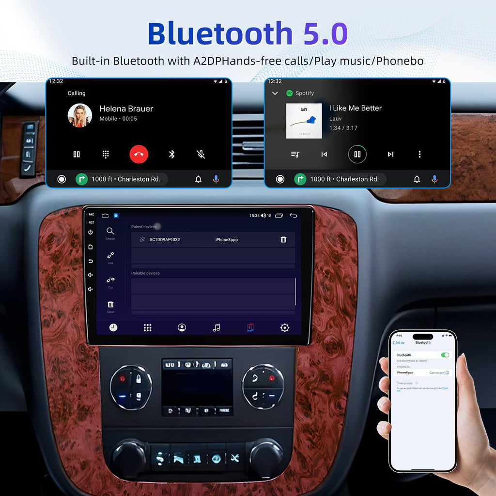 8Core 32ROM QLED Screen for GMC Yukon Sierra 2007-2013 Chevy Tahoe Suburban Silverado Radio: 9" HD IPS Touchscreen Android 15 Upgrade Carplay Android Auto GPS 5G WiFi Backup Camera FM SWC