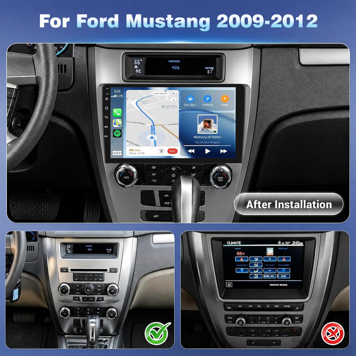 4+64G Android 15 Car Radio for Ford Mustang 2009-2012