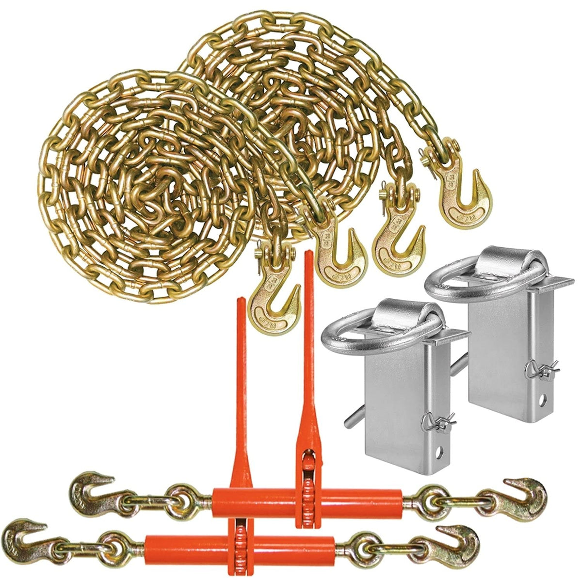 VULCAN Binder Chain - Load Binder - and D Ring Kit - Grade 70-3/8 Inch x 10 Foot