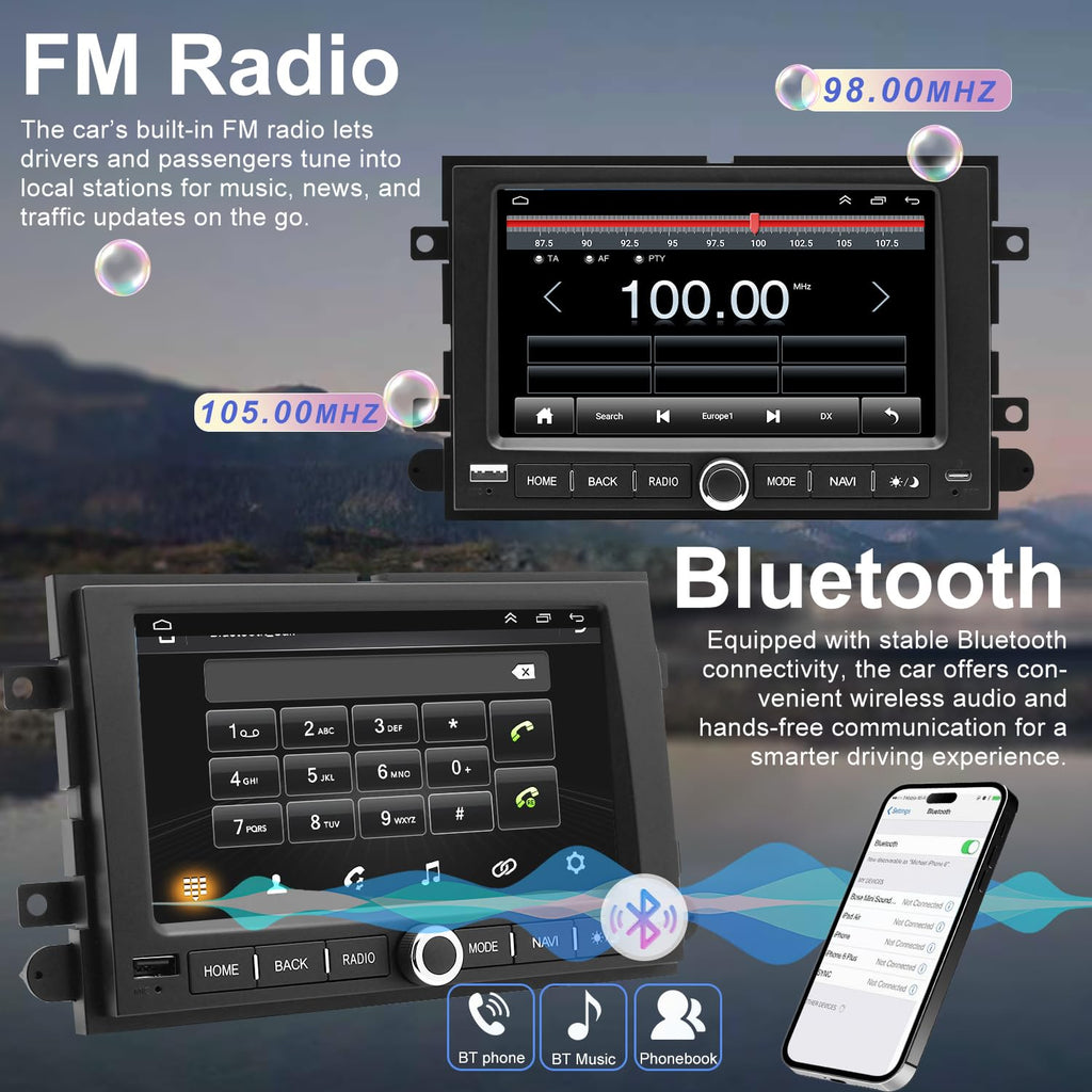 5G WiFi Upgrade Car Radio for Ford E150/E250/E350 2009-2014, Mustang 2005-2009, Expedition 2007-2014, Explorer 2006-2010, 7 Inch Touch Screen Stereo Wireless Carplay Android Auto GPS FM BT SWC Camera