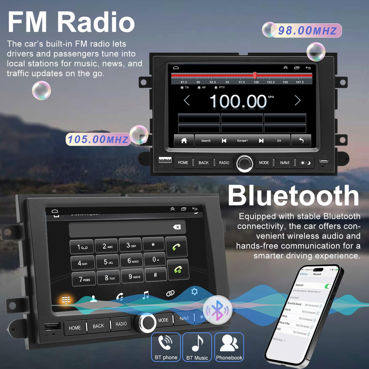 5G WiFi Upgrade Car Radio for Ford E150/E250/E350 2009-2014, Mustang 2005-2009, Expedition 2007-2014, Explorer 2006-2010, 7 Inch Touch Screen Stereo Wireless Carplay Android Auto GPS FM BT SWC Camera