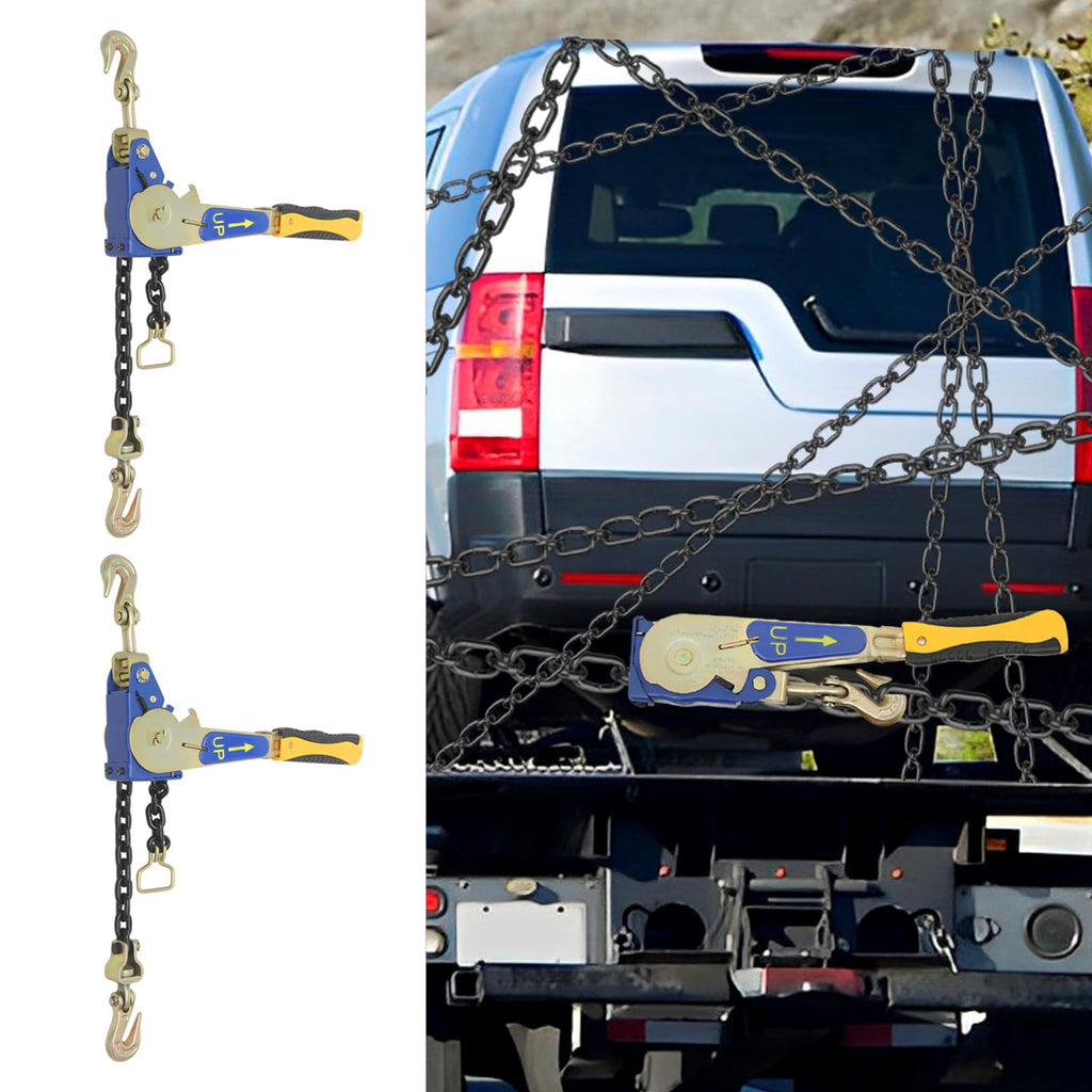 Ratcheting Chain Binder Kit, Easy Ratchet Chain Binder with Grab Working Load Tie Down Hooks Heavy Duty Tie Down Ratchet Load Binder for Trucks & Flatbed Trailers (5/16" - 3/8", 2 Pack)