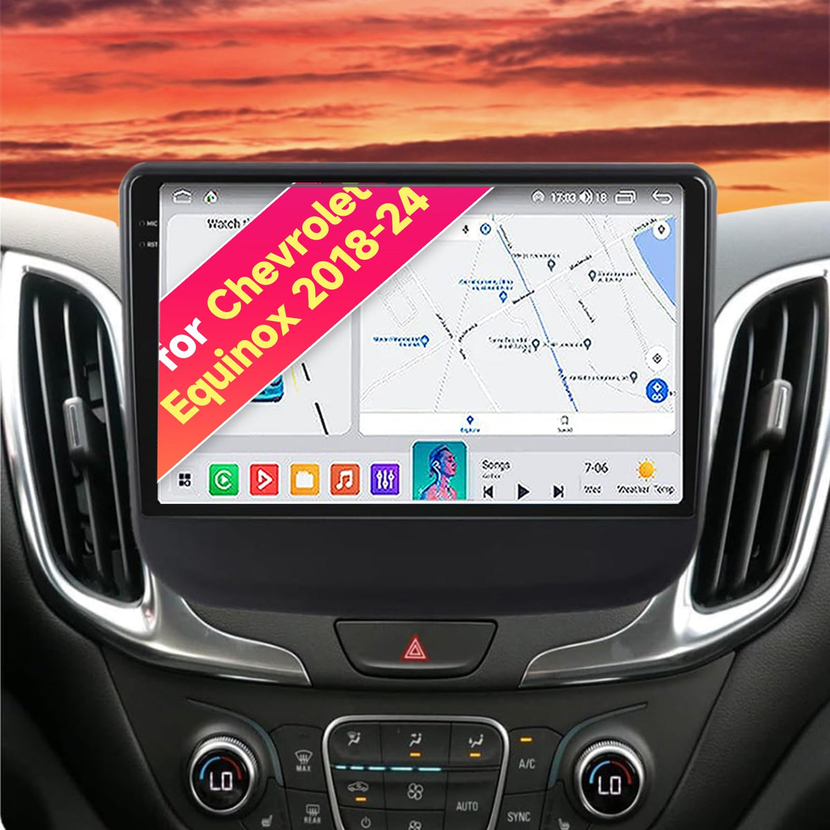 Android 14 Car Radio Stereo for 2018-2024 Chevrolet Equinox 10.1 Inch Touch Screen Head Unit Dash Kit with Wireless CarPlay Android Auto, GPS Navigation Bluetooth SWC WiFi 5G DSP