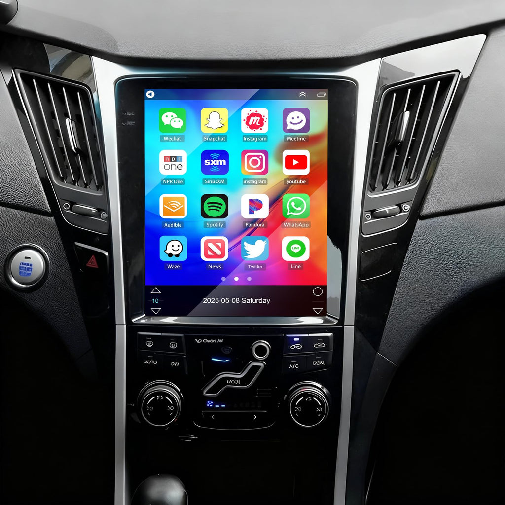 Car Stereo Radio Compatible for Hyundai Sonata GLS 2013 with Carplay Android Auto GPS Navigation 9.7in Touchscreen Car Radio Player with Bluetooth WiFi FM/RDS SWC Mirror Link + Backup Camera