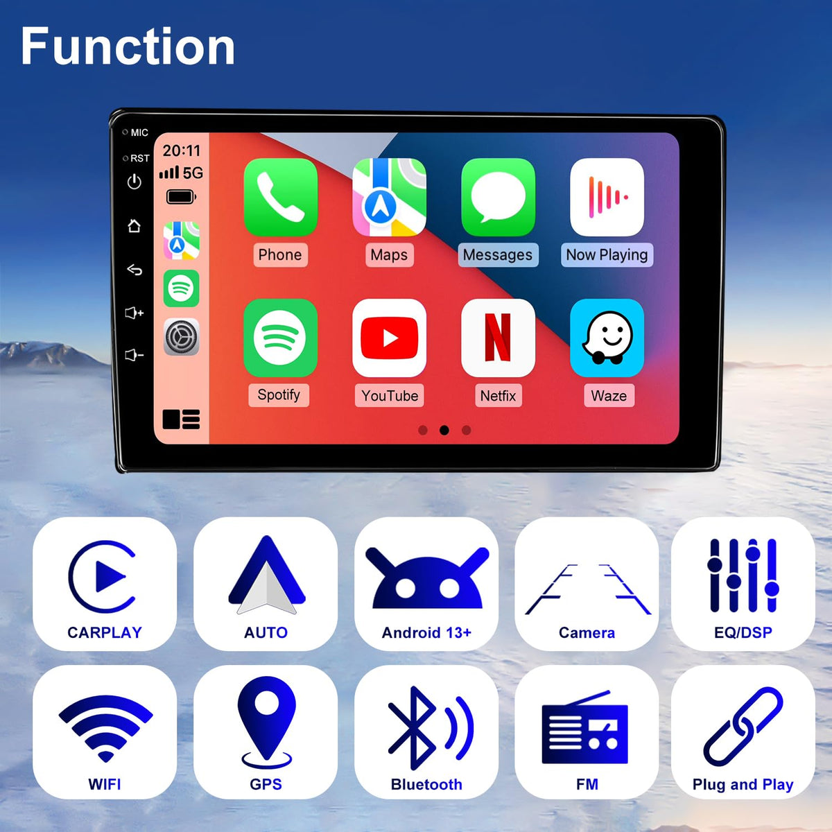 4G+64G Android Car Radio for Toyota Tacoma 2005-2015, 9 Inch Tacoma Stereo Upgrade Support Wireless Carplay Android Auto, Touch Screen Head Unit with GPS Navigation BT Backup Camera FM DSP SWC 5GWiFi