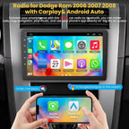 9" Android 13 Car Radio for Dodge Ram 1500/2500/3500 (2006-2008), Dodge Durango (2005-2008), Jeep Grand Cherokee (2005-2009) – 4GB RAM + 64GB ROM CarPlay Screen