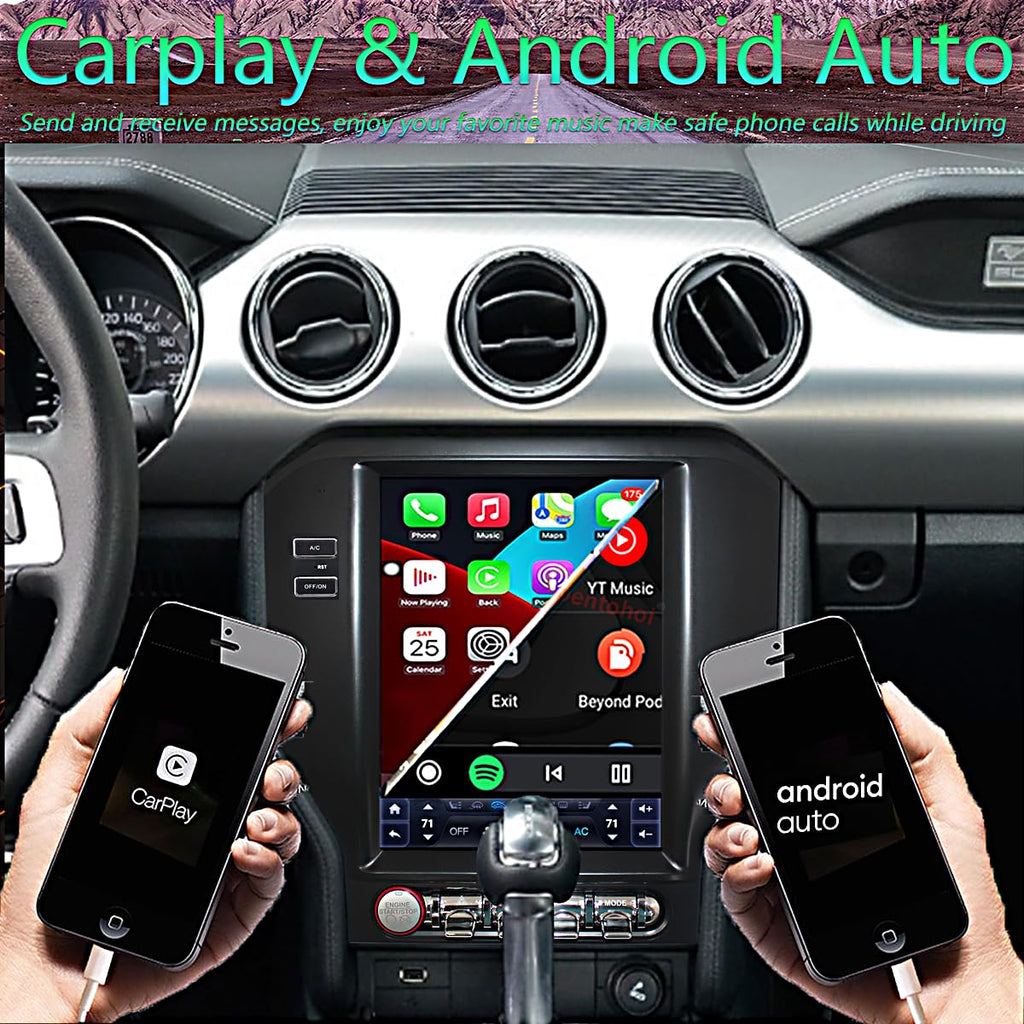 32GB ROM,10.4 Inch for Ford Mustang Radio Upgrade 2015-2023,Android Stereo Replacement,Touch Screen,8core CPU,Carplay and Android Auto,Keep SWC and Factory Camera GPS Navigation System Bluetooth