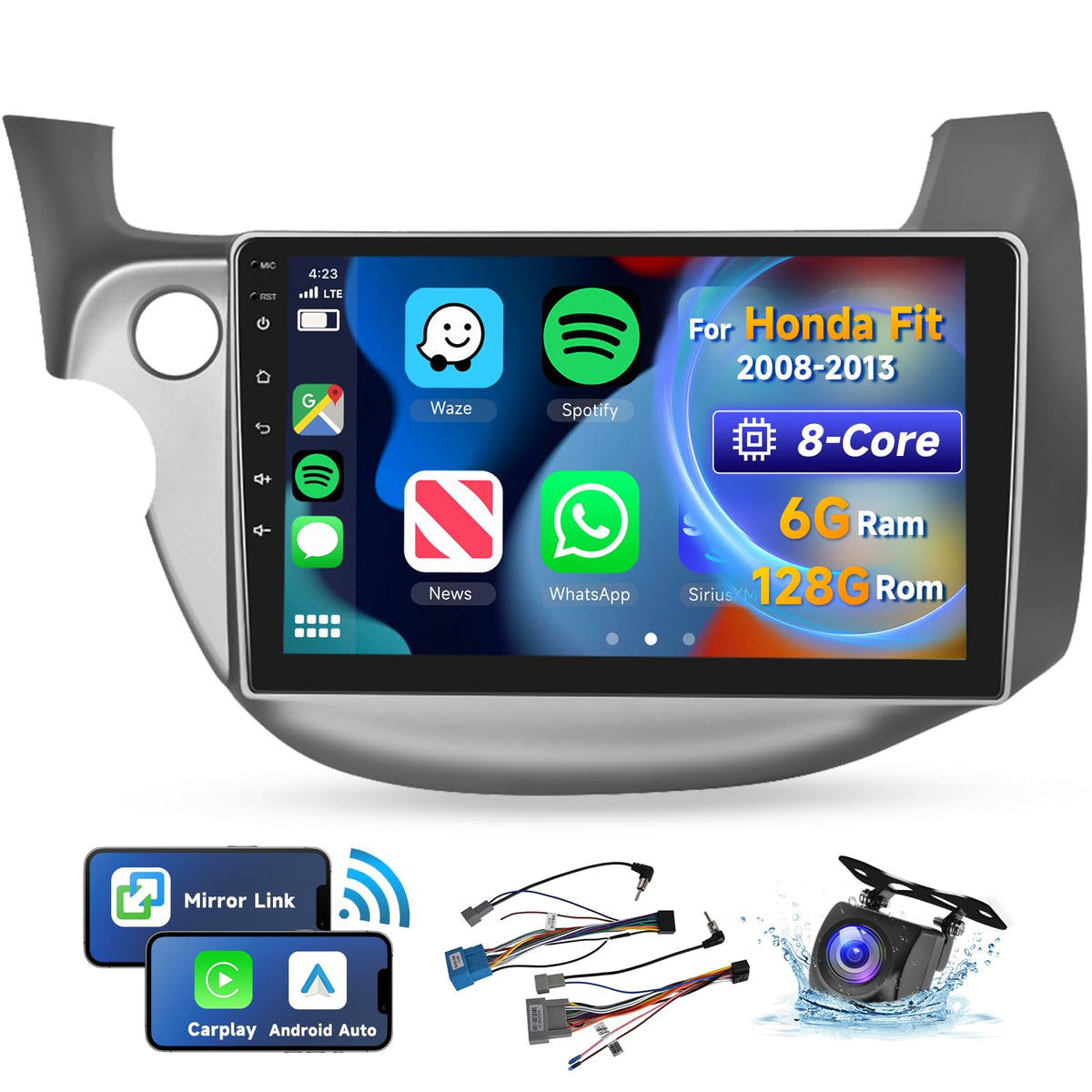 8 CORE 6G+128G Car Radio for Honda Fit 2008-2013 Wireless Carplay