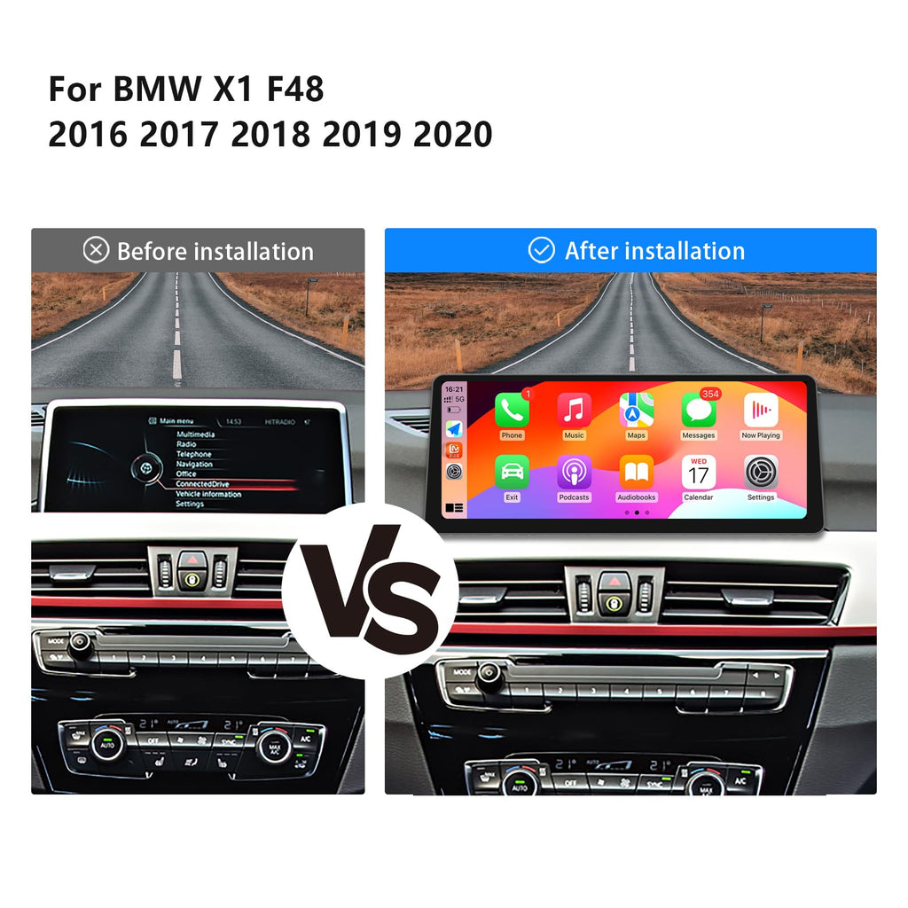 Ultra Narrow 12.3-inch 1920 * 720 Car Radio for BMW X1 F48 2018-2020 EVO Carplay Android Auto Multimedia Audio Stereo Touchscreen Bluetooth with Reverse Camera (Linux EVO System)