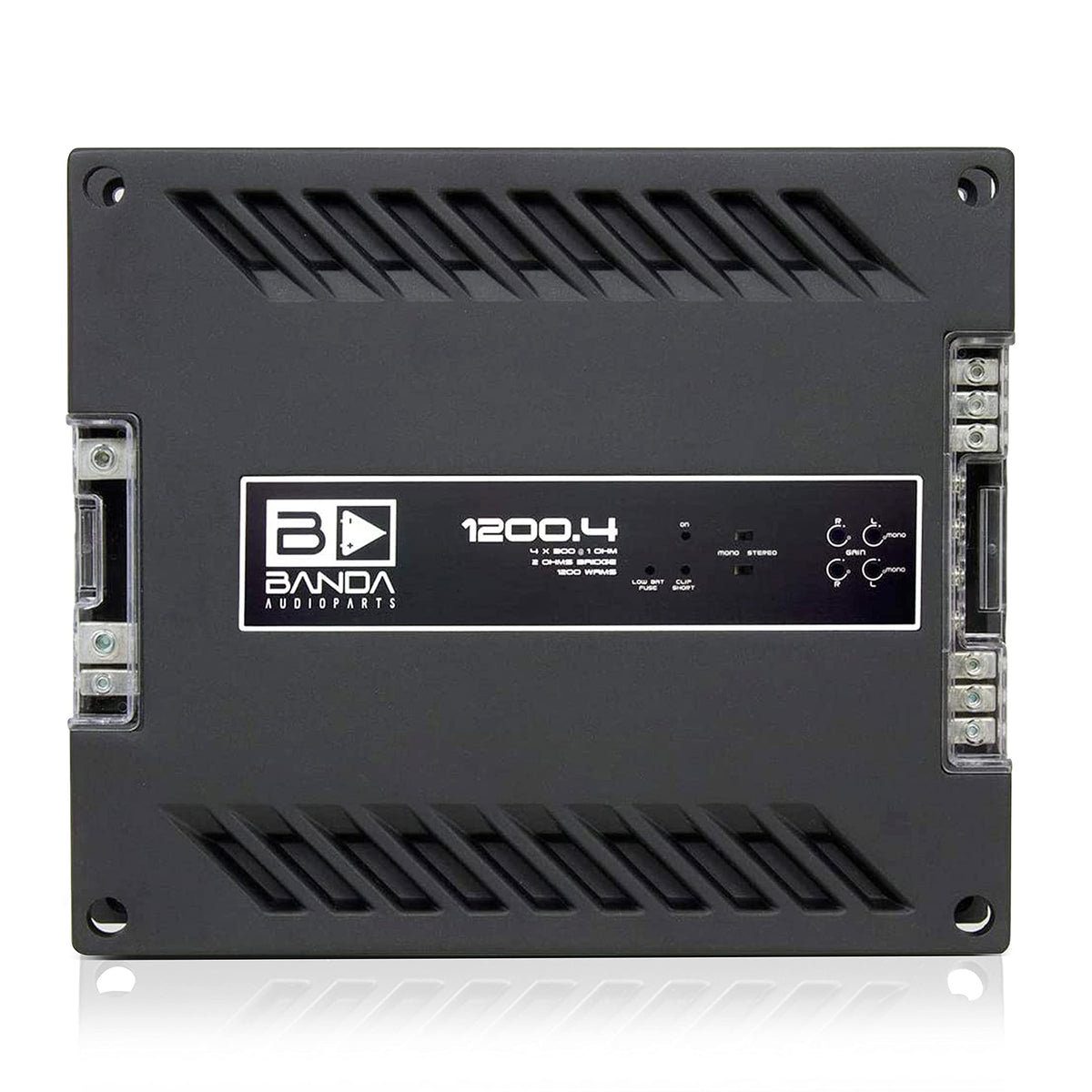 4-Channel Vehicle Audio Amplifier - 300 Watts D Class High-Powered Mono Amplifier w/Subsonic Filter & Low Pass Filter Stable @ 1 Ohm, LED Indicators, Sound Specialization - Banda 1200.41OHM
