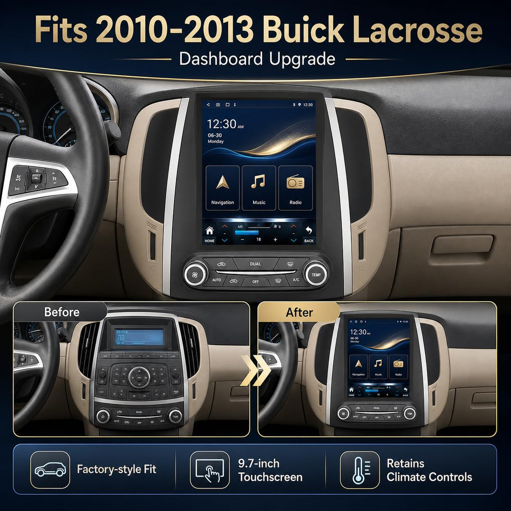 Car Radio for Buick Lacrosse 2010-2013: 8core Upgrade 9.7" 1024x768 IP Stereo