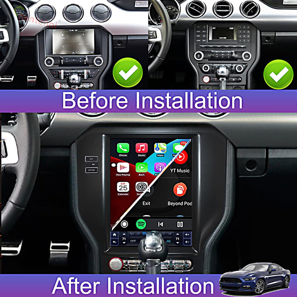 32GB ROM,10.4 Inch for Ford Mustang Radio Upgrade 2015-2023,Android Stereo Replacement,Touch Screen,8core CPU,Carplay and Android Auto,Keep SWC and Factory Camera GPS Navigation System Bluetooth