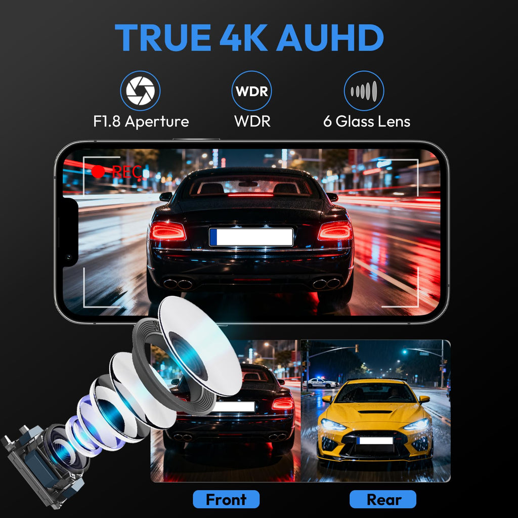 4K & Rear 1080P Dash Cam for Toyota Sienna 2021-2026,Integrated OEM Look