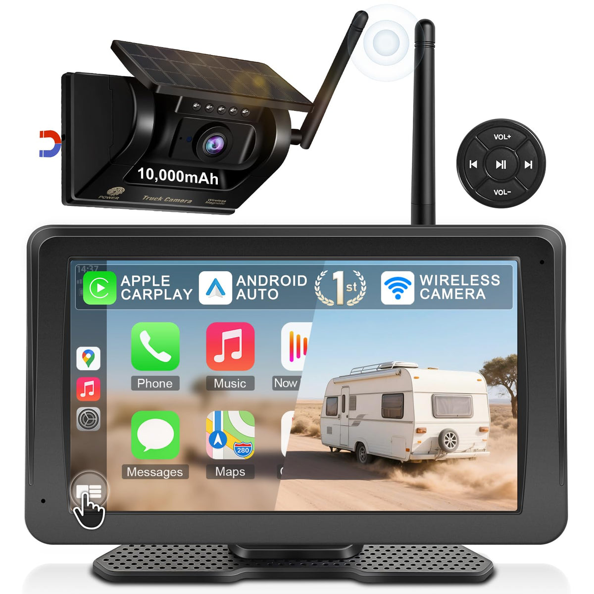 Wireless Backup Camera for Truck RV, 7 inch CarPlay Android Auto