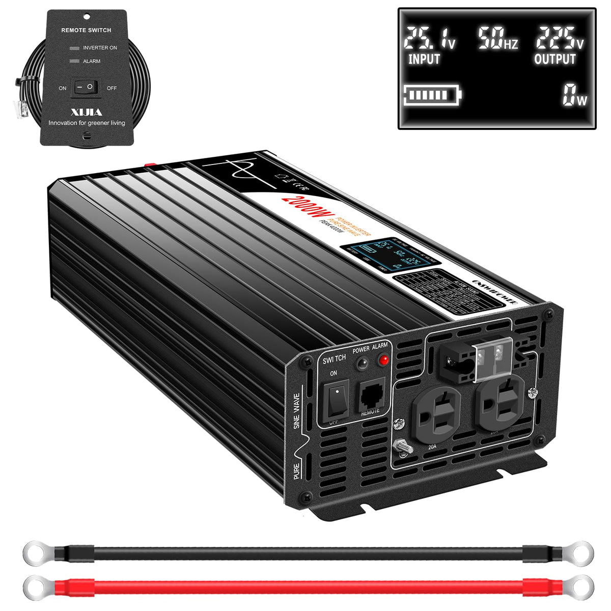 Xijia 3000W Pure Sine Wave Inverter 48V DC to 120V AC Converter for Home, RV, Truck, Off-Grid Solar Power 110V with Smart Bluetooth App Remote Control,Surge 6000W