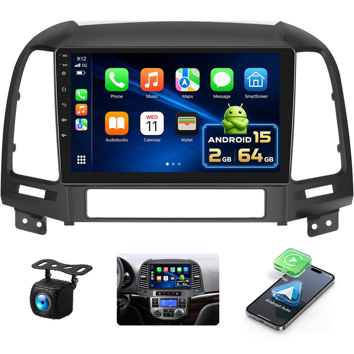 [4+64G] 8-Core Qualcomm Car Stereo for Hyundai Santa Fe 2006-2012
