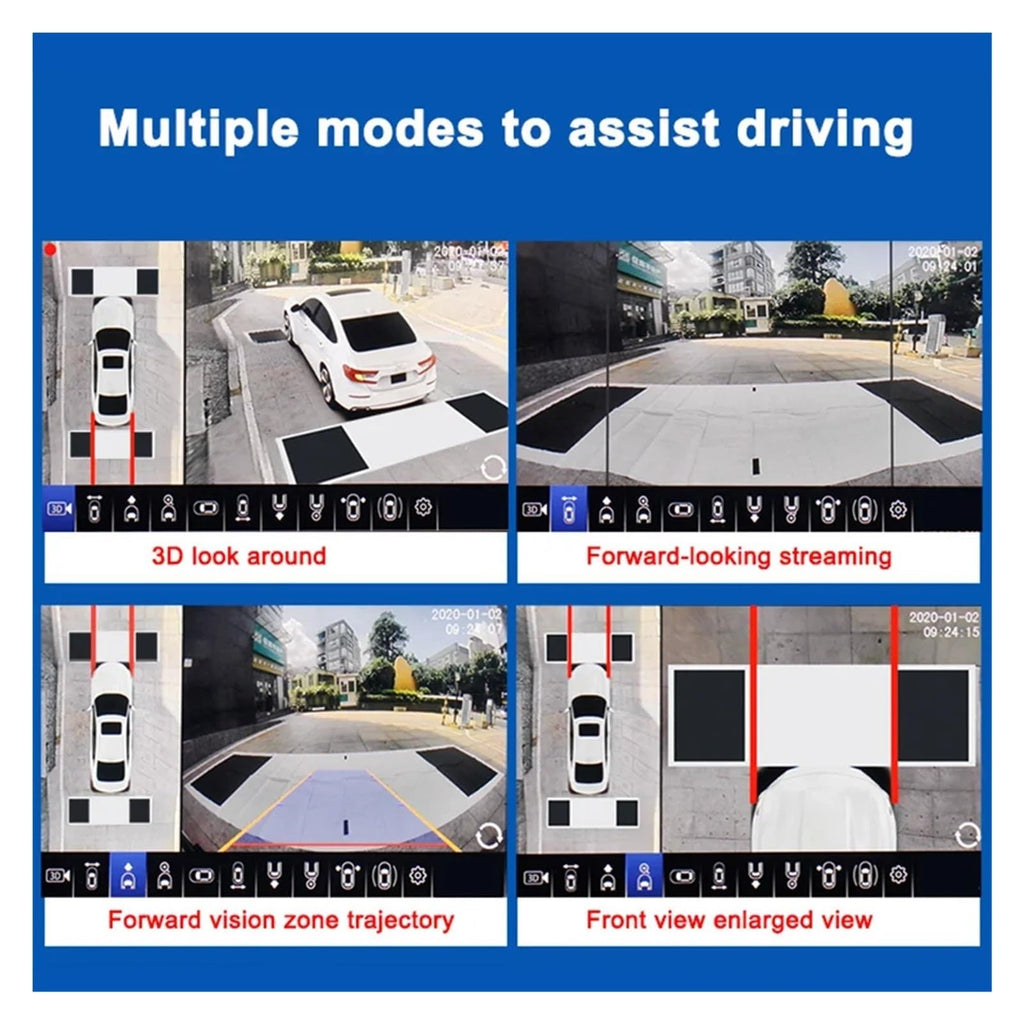 1080P All Around View 360 Degree Bird 3D Camera Car Surround Panoramic System Circular Review DVR Recorder Monitoring