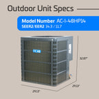 4 Ton Heat Pump Condenser | 14.3 SEER2 Outdoor Central AC Unit - R32