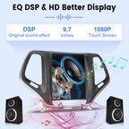 [2G+64G] Car Radio for Jeep Cherokee 2013-2018, 9.7 inch Vertical Screen Cherokee Android Stereo, Carplay/Android Auto/1080P/SWC +AHD Backup Camera+MIC