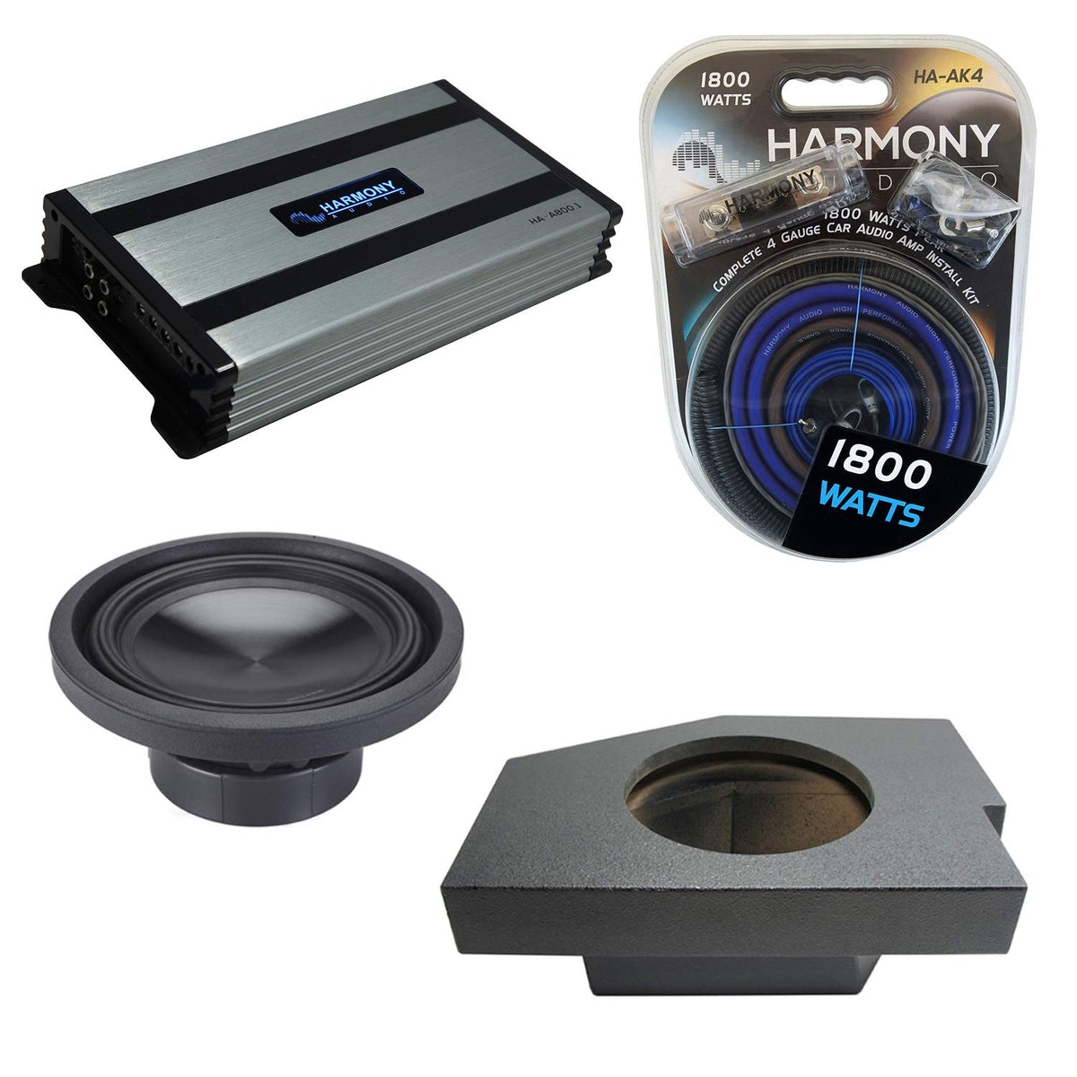 Alpine SWT-10S2 10" Rhino Sub Box with HA-A800.1 Amp Fits 02-18 Dodge Ram