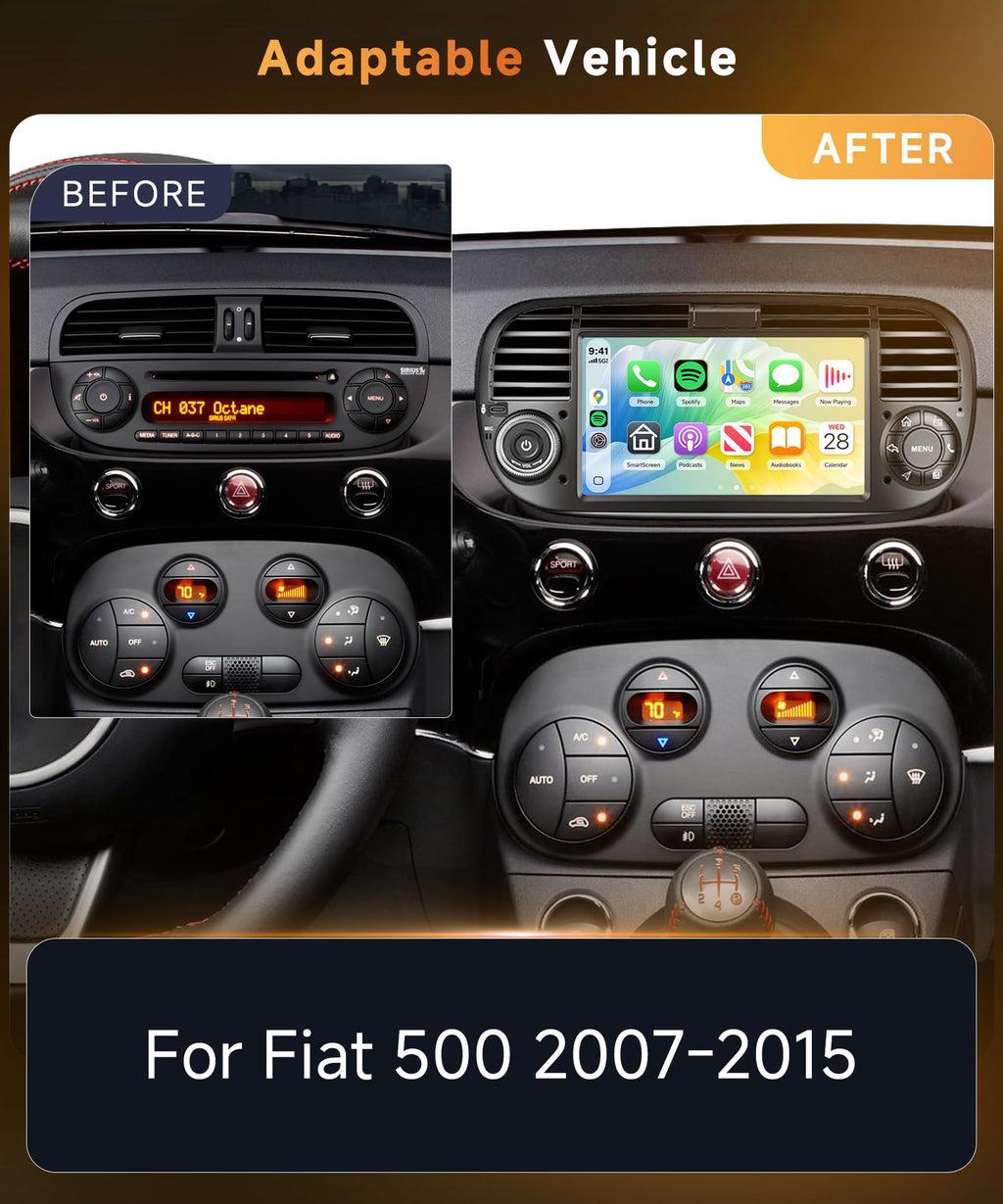4G+128G Android 15 Car Stereo for Fiat 500 2007-2015