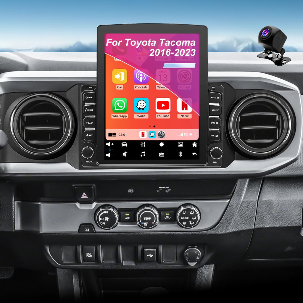 4G+64G Android Car Radio for Toyota Tacoma 2005-2015, 9 Inch Tacoma Stereo Upgrade Support Wireless Carplay Android Auto, Touch Screen Head Unit with GPS Navigation BT Backup Camera FM DSP SWC 5GWiFi