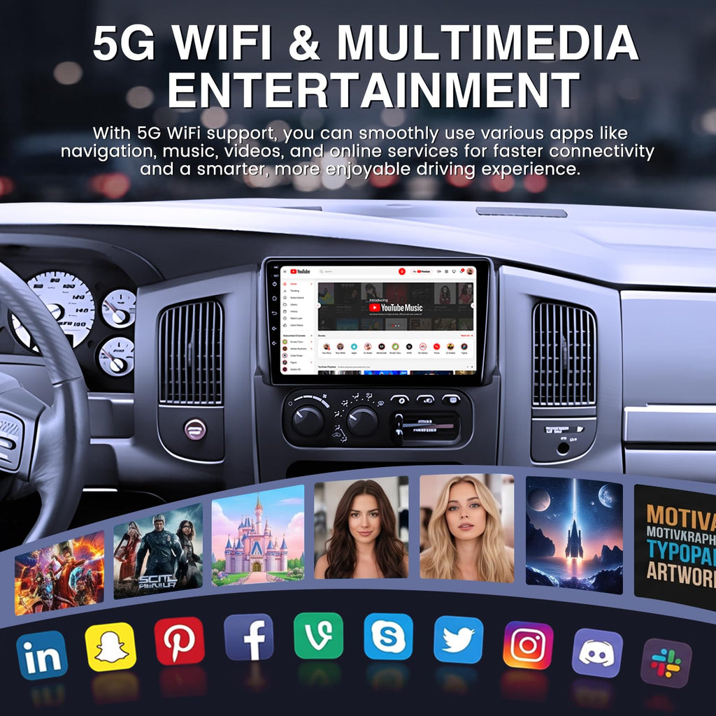 4GB RAM+64GB ROM Android 15 Car Radio for Dodge Ram 1500 2500 2002-2005