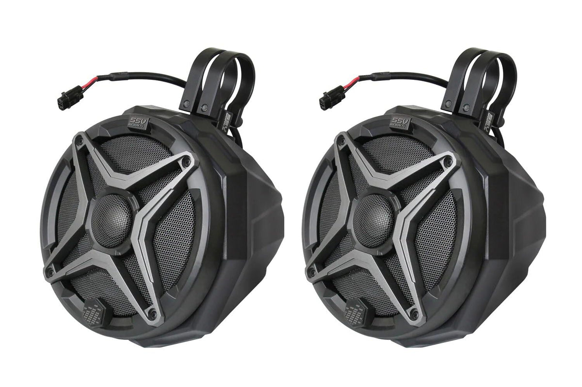 SSV Works 180-US2-C65 Universal 6.5in. Cage-Mount Speaker Pods for ATVs/UTVS and Other Off Road Vehicles (US2-C65A SSV Works Loaded w/ 2.00" Clamps)