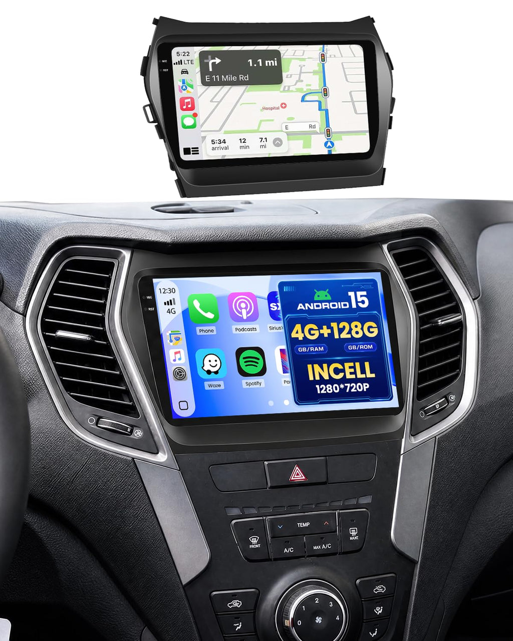 [Roinvou] 4+128G 9" Android15 Car Radio for Hyundai Santa Fe IX45 2013-2018
