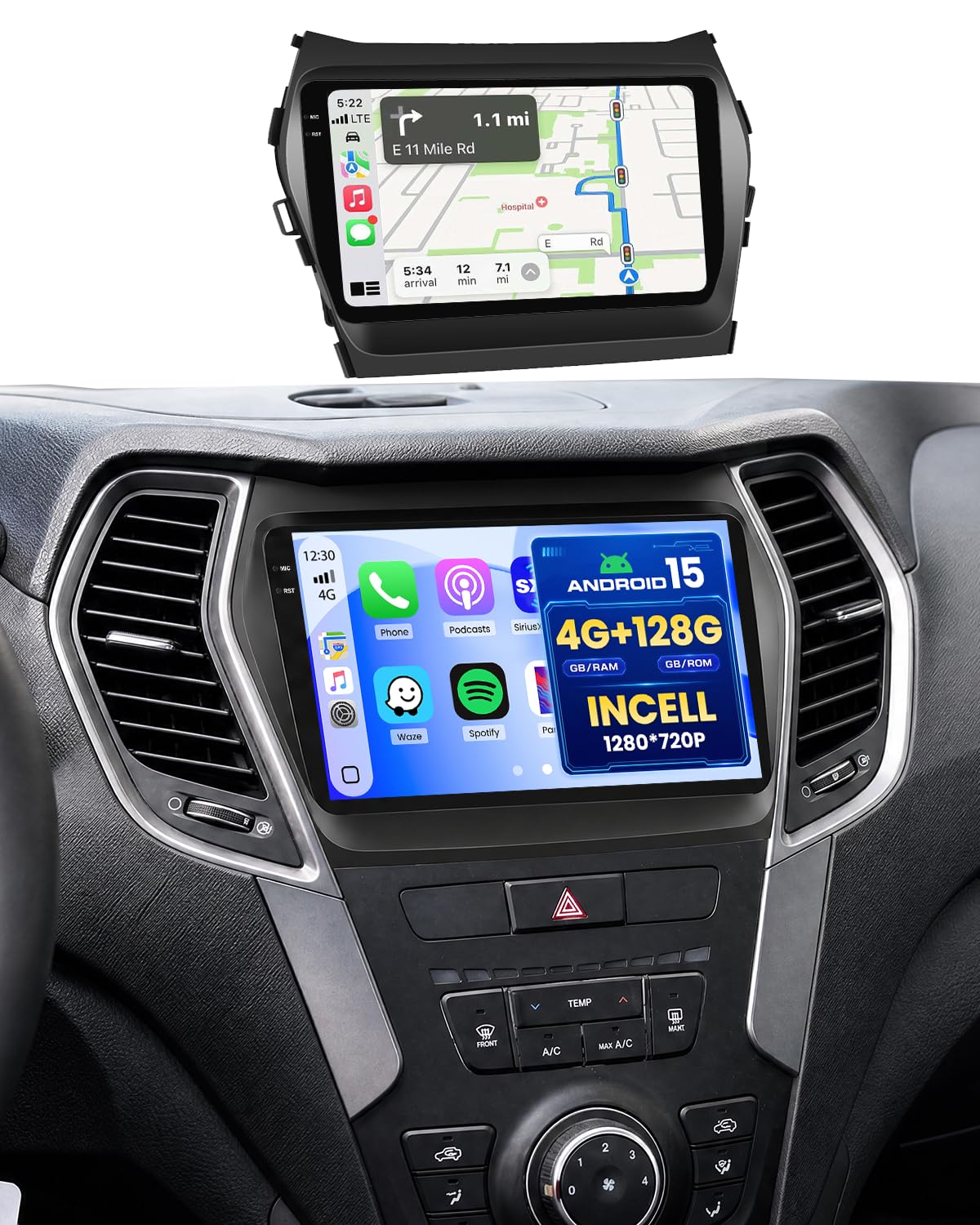 [Roinvou] 4+128G 9" Android15 Car Radio for Hyundai Santa Fe IX45 2013-2018