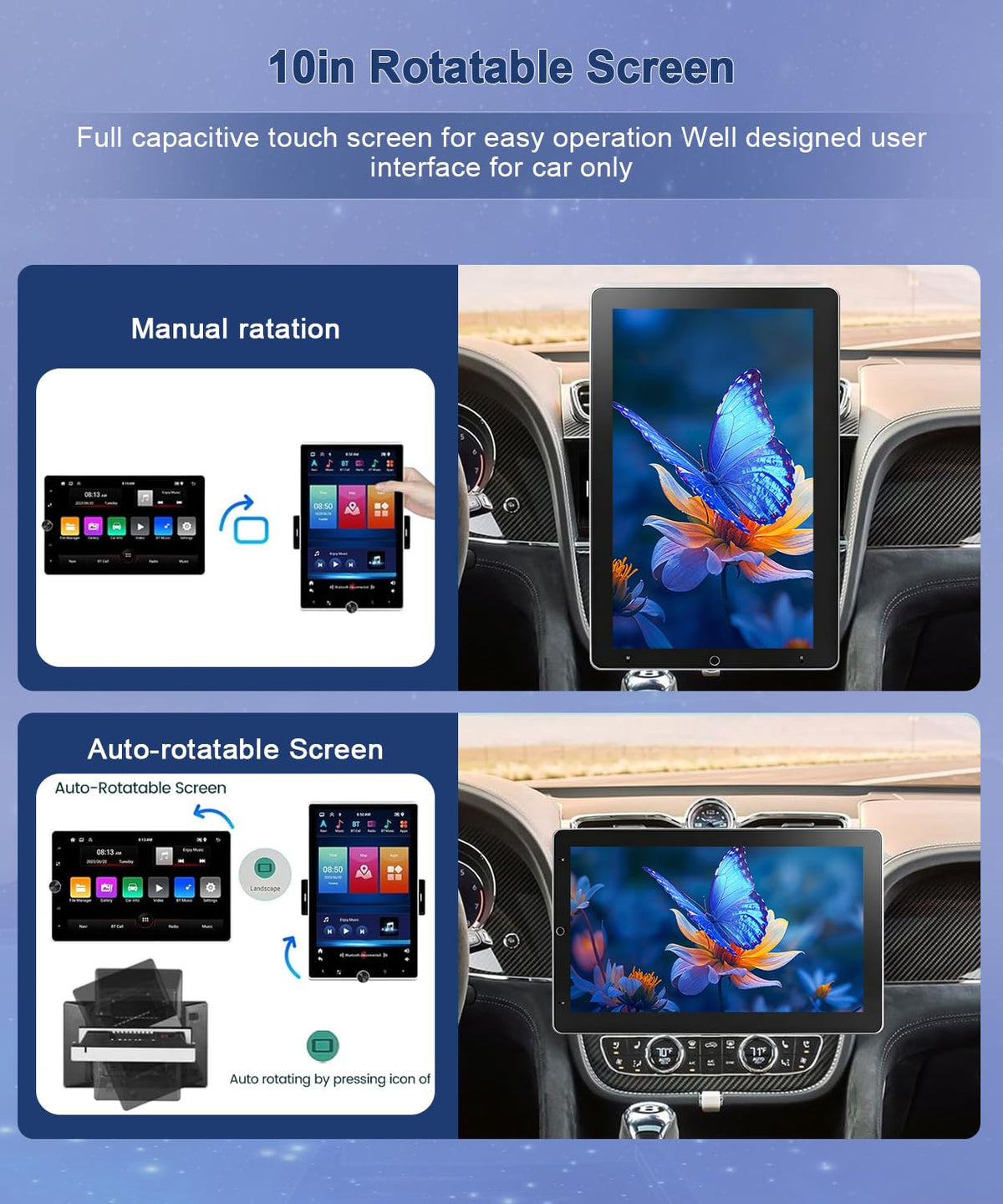 10in Touchscreen Car Radio Stereo for Lincoln Navigator 2008-2013 Upgrade,Android 15 Rotated Radio for Lincoln Navigator with Wireless Carplay Android Auto,Support WiFi GPS SWC Backup Camera-2+64G