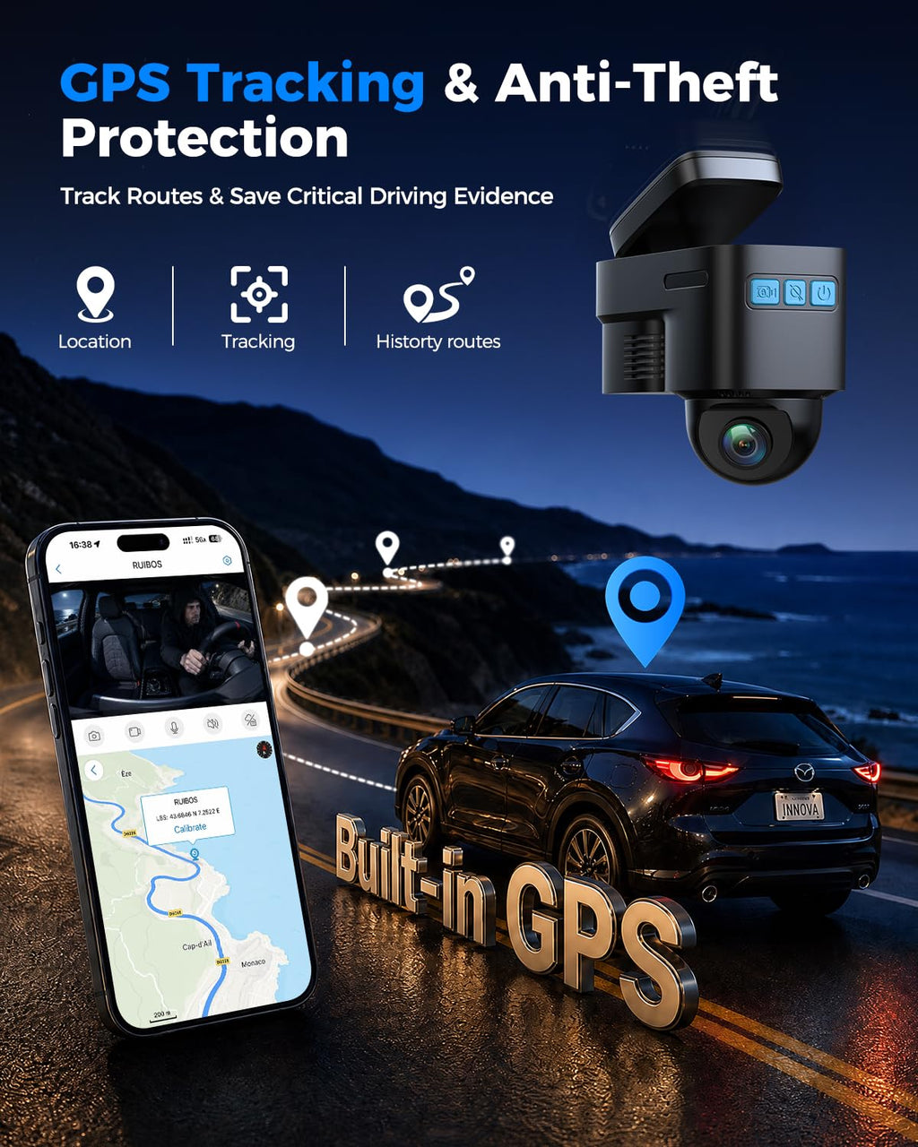 4G LTE Dash Cam Front and Inside,2K+1080P Car Secutrity Camera