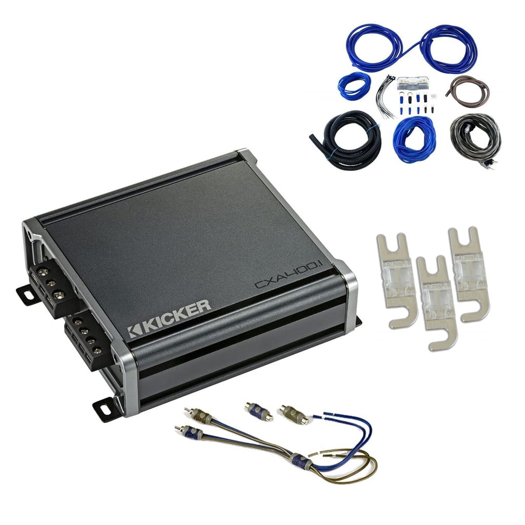 Kicker DXA250.1 Car Audio Sub Amp with 8-Gauge Amp Wiring Kit 43DXA2501