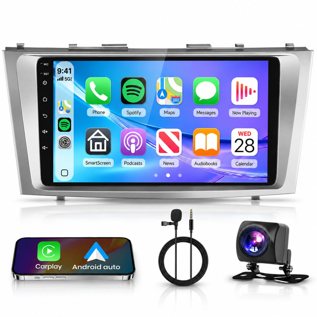 8 CORE 6G+128G Car Radio for Toyota Camry 2006-2011 Car Stereo with Wireless CarPlay/Android Auto, 9 inch 1280 * 720P IPS Touch Screen Head Unit Android 13 GPS WiFi Bluetooth 32-Band DSP Camera