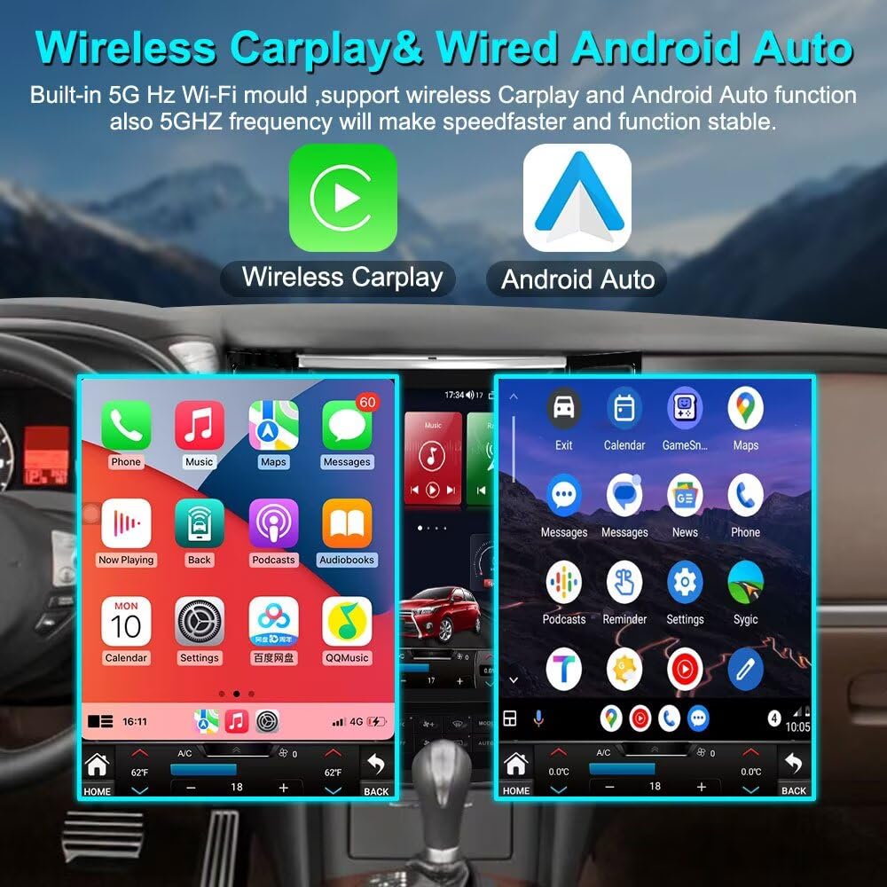 12.1 Inch Android 14 Car Stereo Radio Upgrade for Infiniti G25 G37 G35 Q60S 2004-2013 Auto Stereo Multimedia Player GPS Navigation Wireless CarPlay Android Auto Touch Screen Head Unit 6+128GB