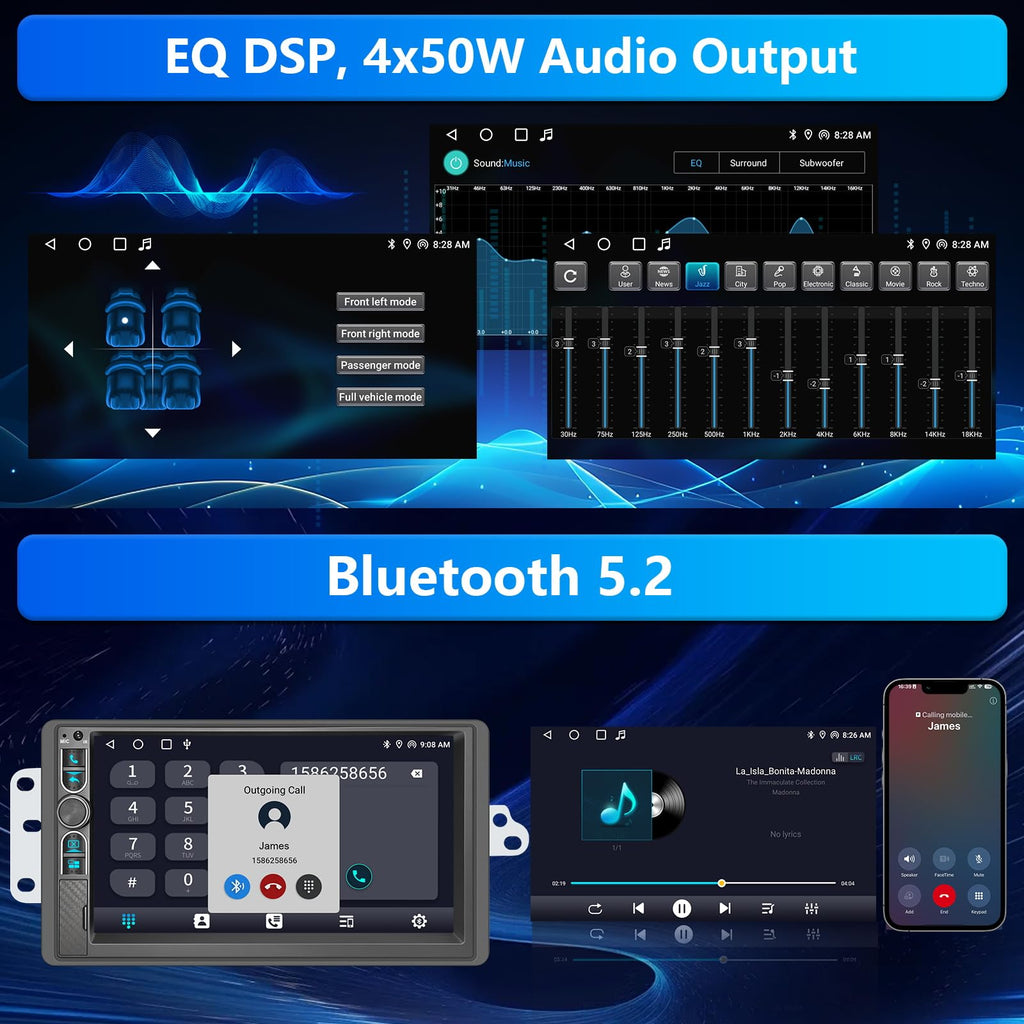 Plug&Play Car Stereo for Chevrolet Silverado 1500/2500/3500 Suburban Tahoe 2003-2006 /Sierra Impala Yukon Avalanche 2003-2006,7" IPS Touchscreen with CarplayAndroid Auto 30-EQ/Subwoofer Output