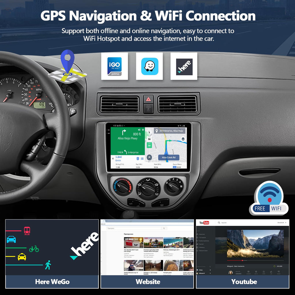 CAMECHO 4G 128G Car Stereo Radio for Ford Focus 2005 2006 2007 with Wireless CarPlay Android Auto 9 inch in-Cell 1280 * 720 Touchscreen GPS WiFi Bluetooth FM Backup Camera Head Unit