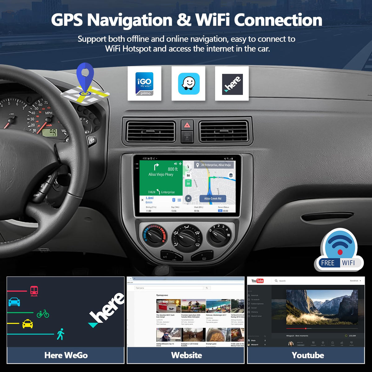 CAMECHO 4G 128G Car Stereo Radio for Ford Focus 2005 2006 2007 with Wireless CarPlay Android Auto 9 inch in-Cell 1280 * 720 Touchscreen GPS WiFi Bluetooth FM Backup Camera Head Unit