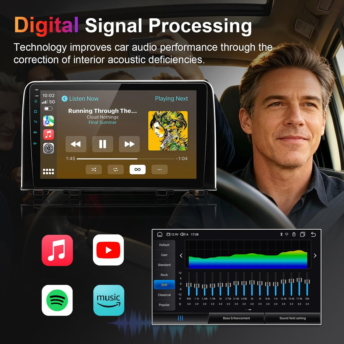 8 Core Car Stereo Radio for Honda CRV 2017-2021, 4+64G 10" QLED Touch Screen Car Radio with Wireless Carplay/Android Auto with WiFi GPS Navigation, Bluetooth, SWC/AM FM Radio