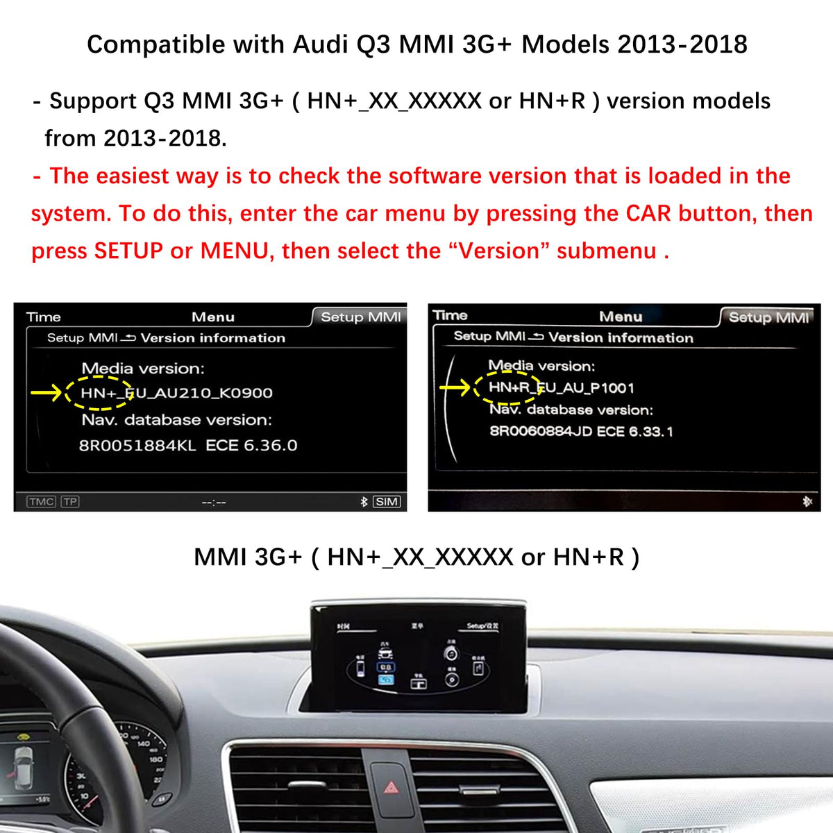 12.3" Wireless CarPlay Touchscreen for Audi Q3 MMI 3G+ 2013-2018