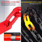 Ratchet Chain Binder Kit, Load Binder with G80 Chain and Clevis Grab Hooks, 2 Ton Capacity for Hauling and Towing, 2 Pieces