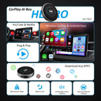 OneCarStereo CarPlay Ai Box HE Pro with Android 13 Octa-Core Chip 8+128GB, Wireless CarPlay Android Auto Adapter with YouTube Disney+ Apps, Support Video Output 4G SIM & Dual WiFi OTA Update (1)
